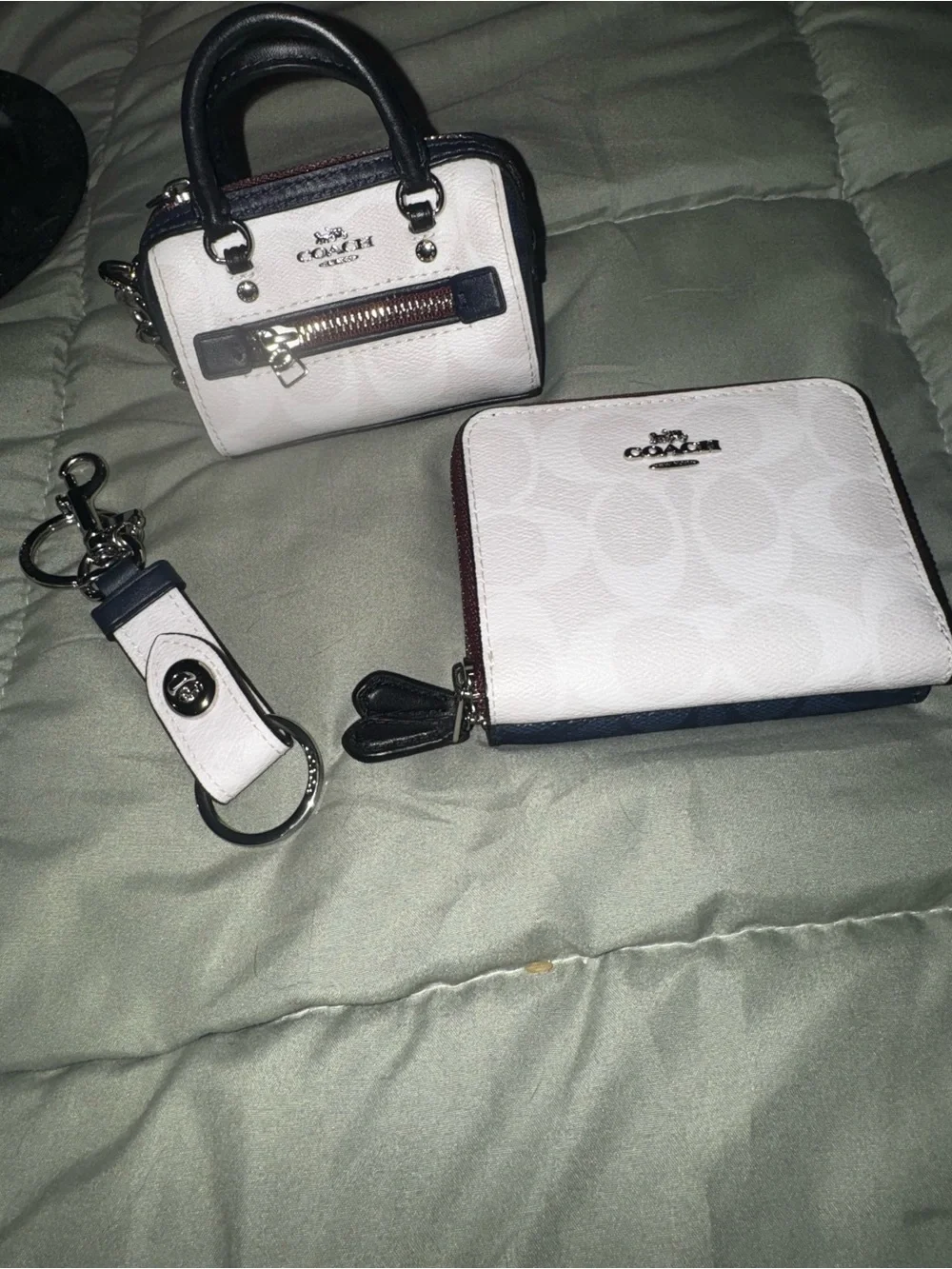 Coach Rowan signature keychain, wallet, and tiny satchel vintage all new rare!